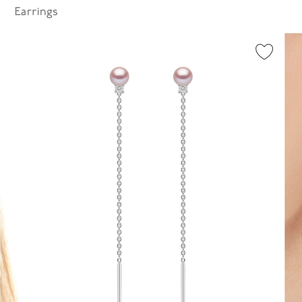 Elegant Pink Pearl and Diamond drop earrings - Picture 2 of 6